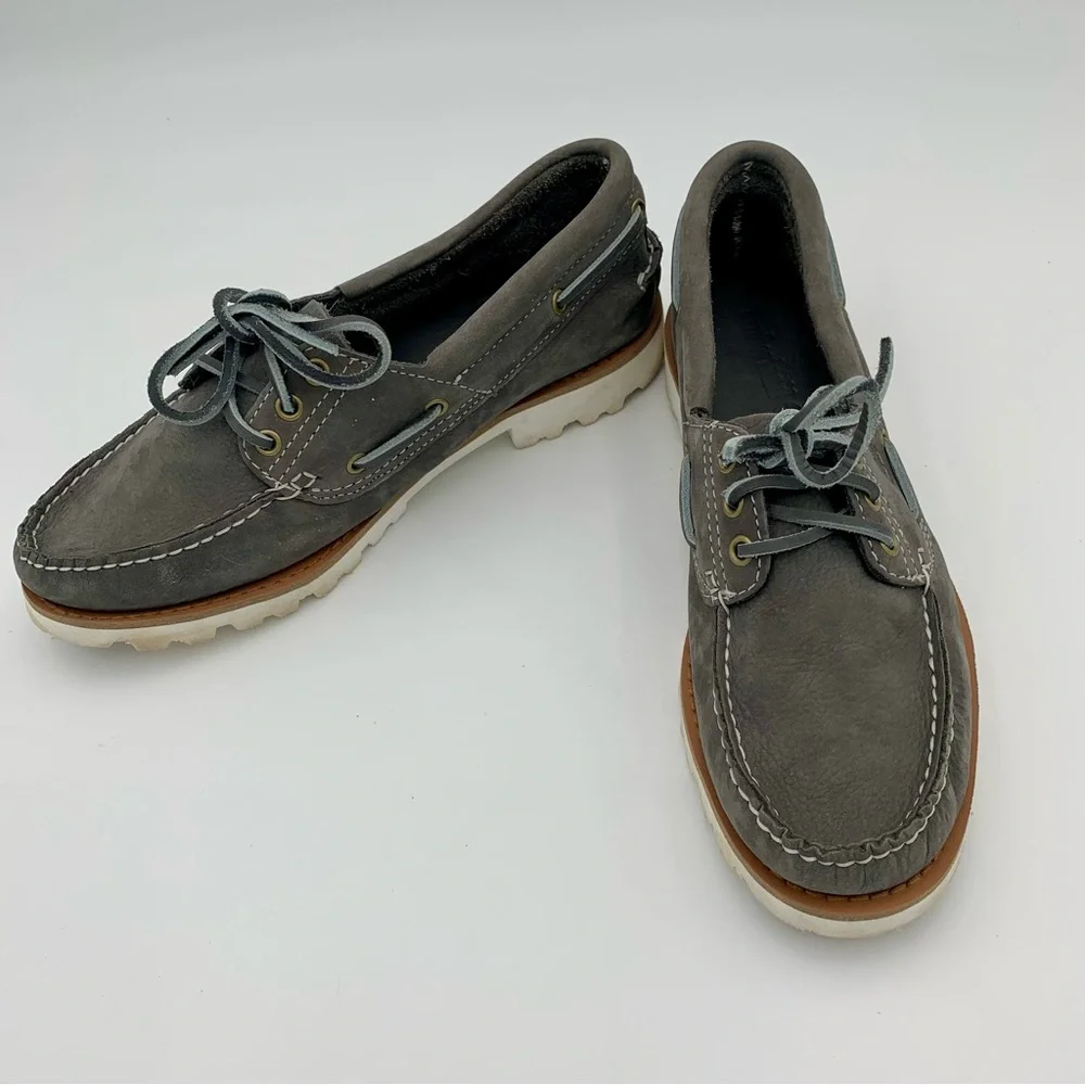 Timberland Noreen Lite‎ Boat Shoe Women Sz 8 Gray Suede  Nubuck A3198 MSRP $110